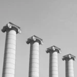 Classical columns representing social structure, order, and stability in functionalist sociology